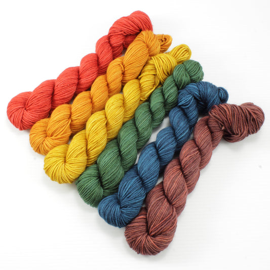 NEW - Colorwork Set - 552yd - Boundless SW Merino/Nylon Sock Yarn - Dullish Rainbow