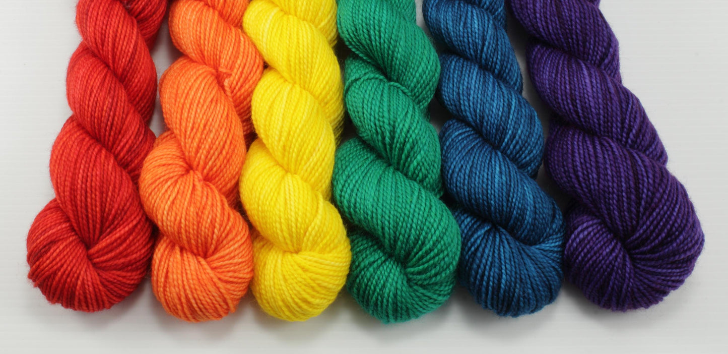 Colorwork Set - Jest Sock - Primary Rainbow - Choose Your Yardage