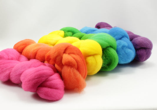 6oz Falkland Combed Top Set - Bright Rainbow