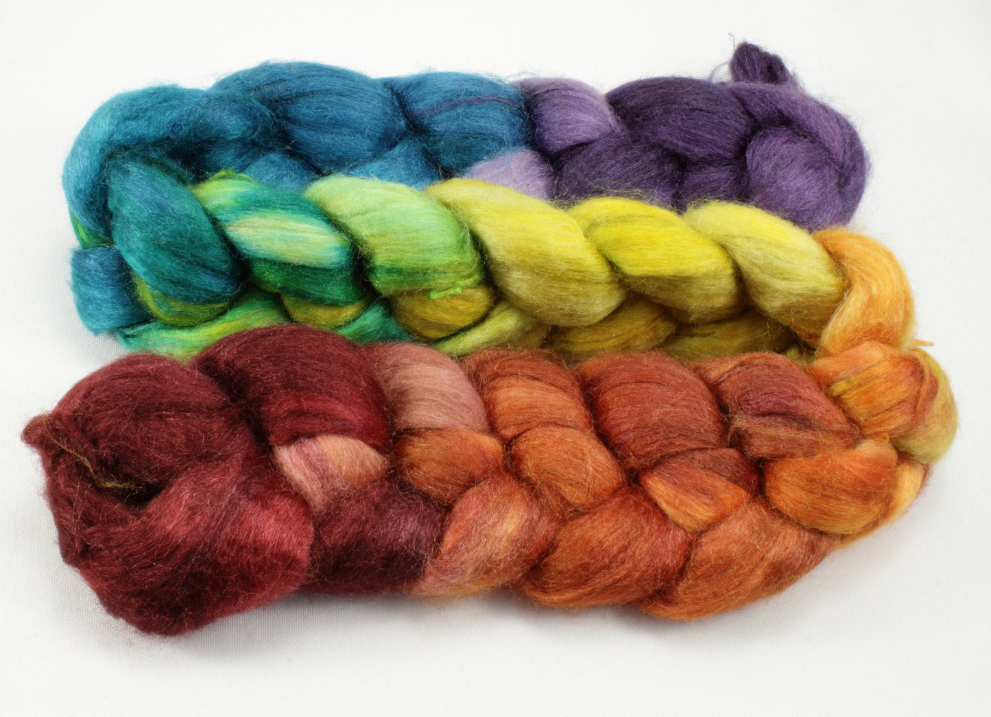 4oz SW Merino/Silk Combed Top - Dark Rainbow
