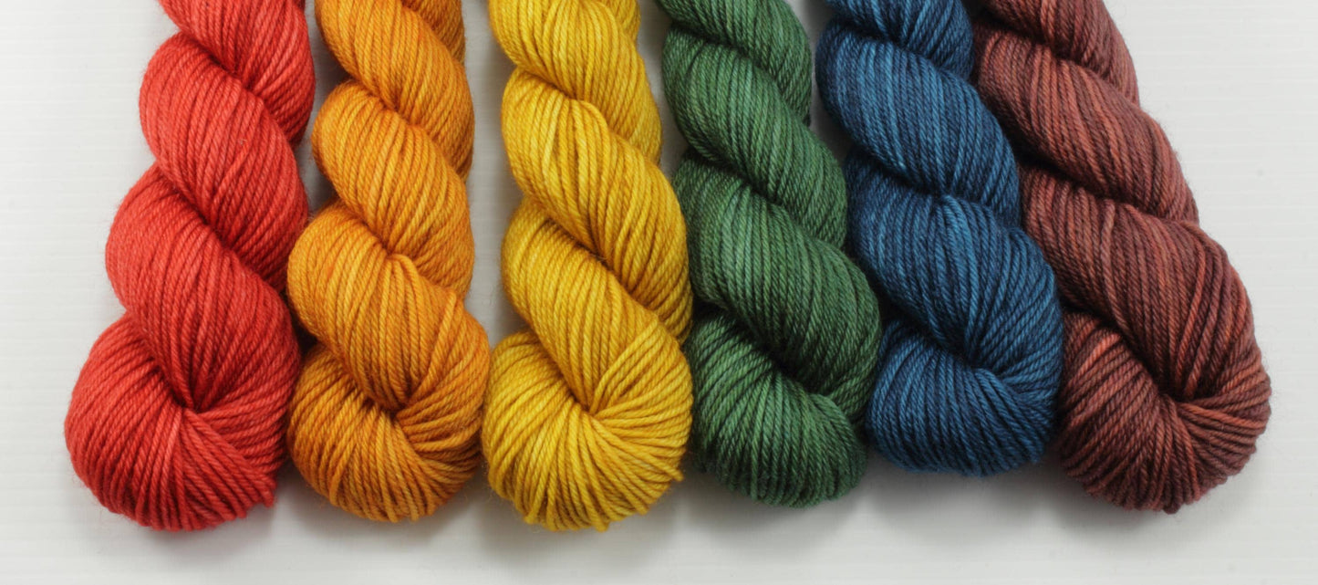 NEW - Colorwork Set - 552yd - Boundless SW Merino/Nylon Sock Yarn - Dullish Rainbow